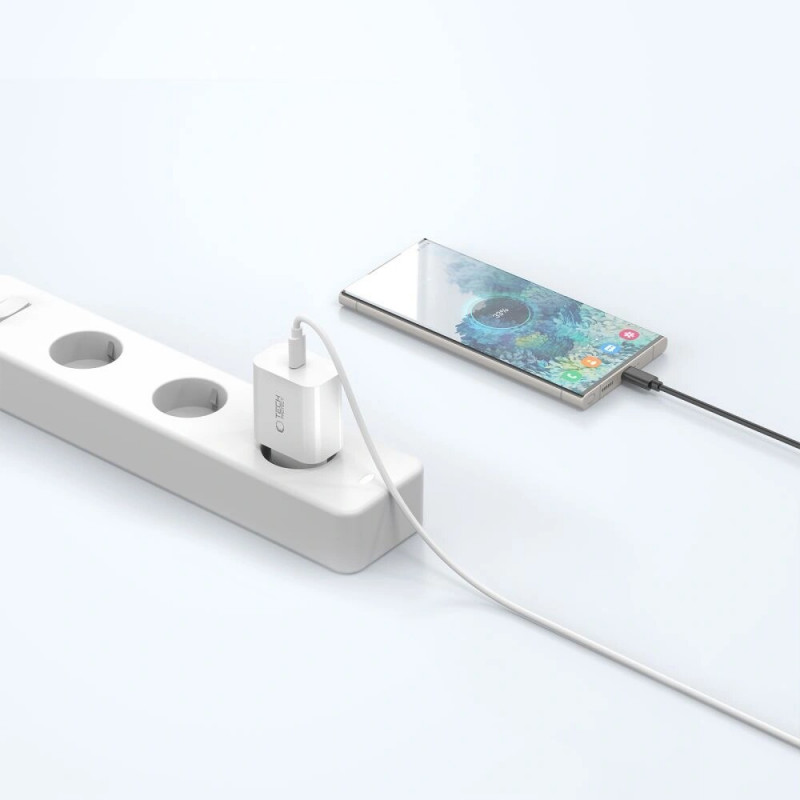 Tech-Protect NC20W 1-port USB-C seinälaturi PD20W, valkoinen