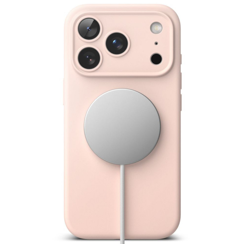 Ringke Silicone Magnetic MagSafe -suojakotelo Apple iPhone 18 Pro -puhelimelle, Pink Sand