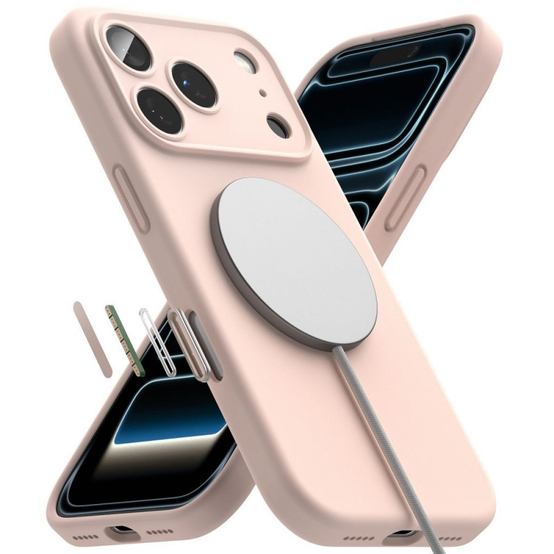 Ringke Silicone Magnetic MagSafe -suojakotelo Apple iPhone 18 Pro -puhelimelle, Pink Sand