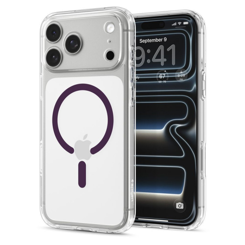Spigen Ultra Hybrid MagSafe -suojakotelo Apple iPhone 17 Pro Max / 18 Pro Max -puhelimelle, kirkas/viininpunainen