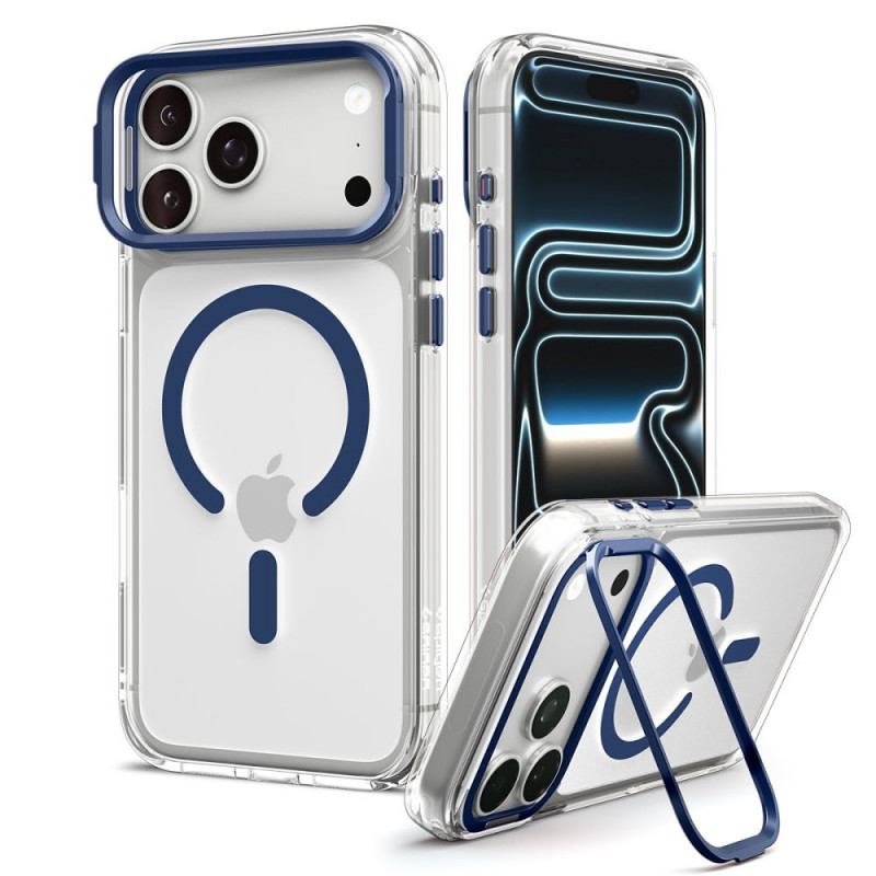 Spigen Ultra Hybrid Optik S MagSafe -kuori Apple iPhone 17 Pro / 18 Pro -puhelimelle, Clear/Deep Blue