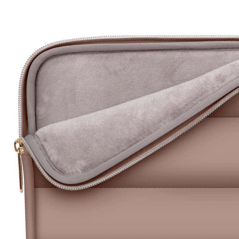 Tech-Protect Puffy kannettavan tietokoneen 15-16" suojakotelo lisävarustepussilla, Walnut