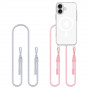 Tech-Protect FlexAir Chain MagSafe -suojakuori Apple iPhone 16 -puhelimelle, kirkas, mukana harmaa ja pinkki kantohihna