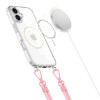 Tech-Protect FlexAir Chain MagSafe -suojakuori Apple iPhone 16 -puhelimelle, kirkas, mukana harmaa ja pinkki kantohihna