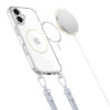 Tech-Protect FlexAir Chain MagSafe -suojakuori Apple iPhone 16 -puhelimelle, kirkas, mukana harmaa ja pinkki kantohihna