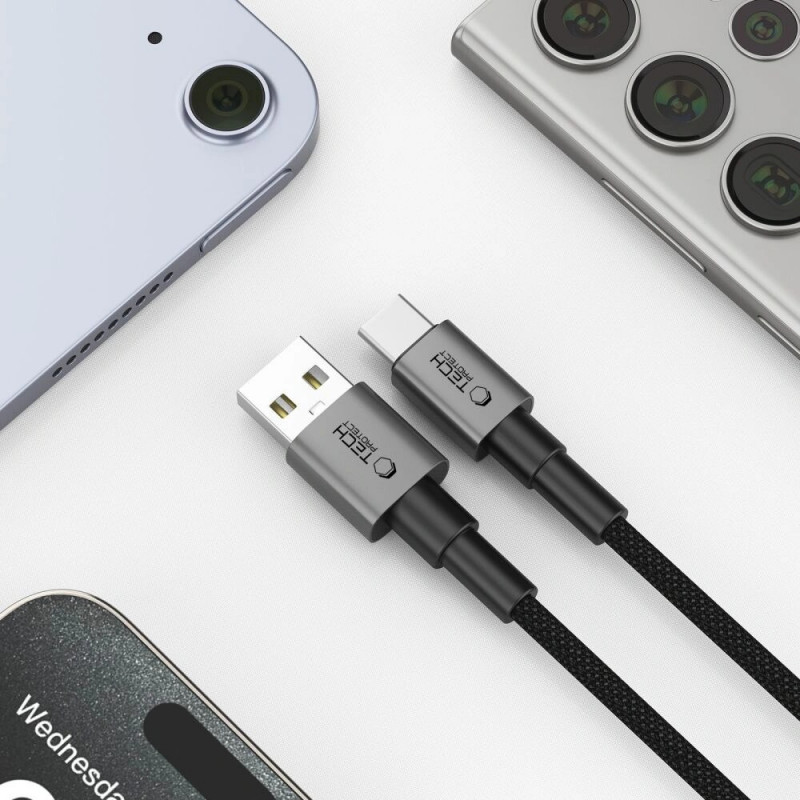 Tech-Protect Ultraboost DNA USB-A / USB-C -kaapeli 15W/3A 100 cm, Iron Grey