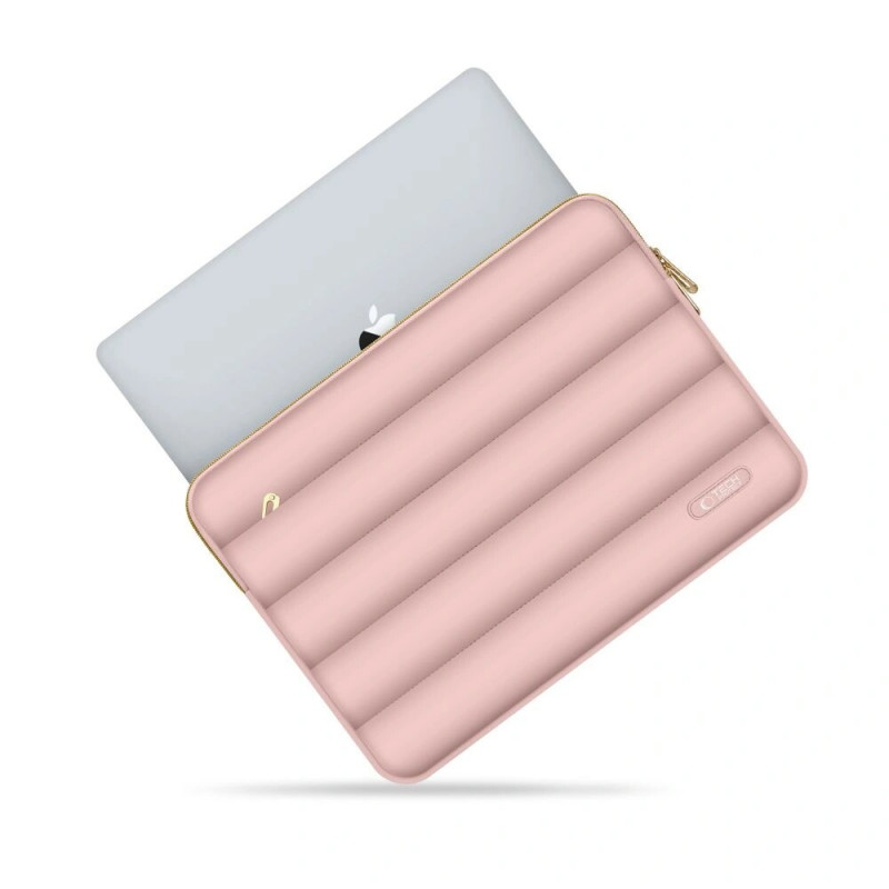 Tech-Protect Puffy kannettavan tietokoneen 13-14" suojakotelo lisävarustepussilla, Dusty Rose