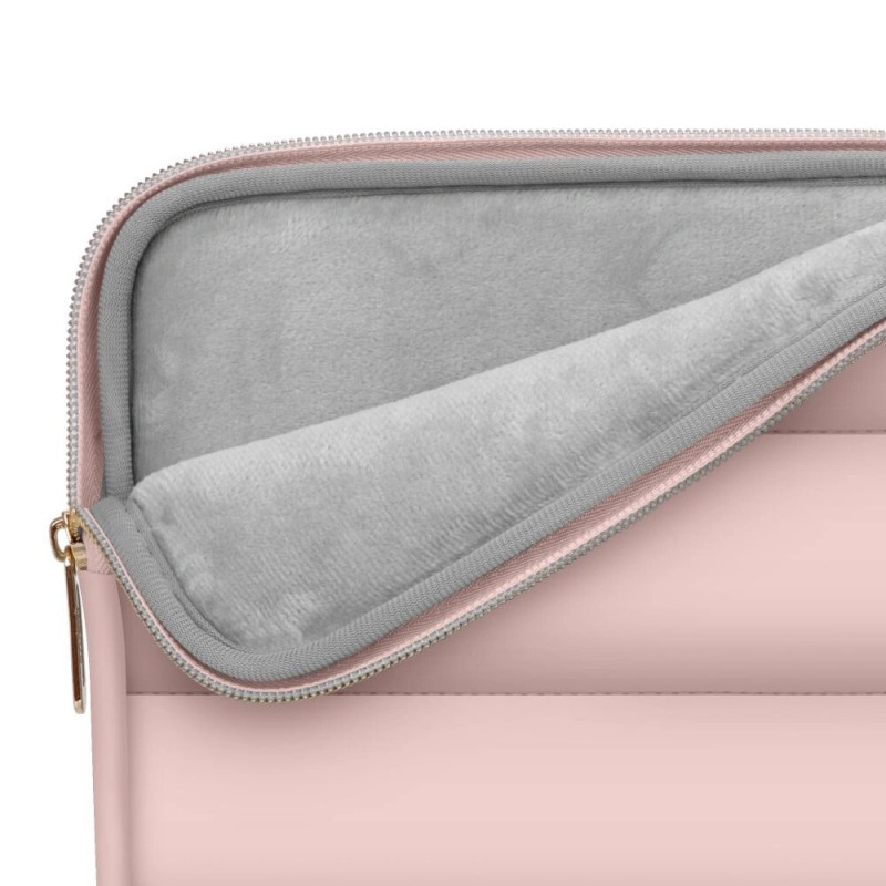 Tech-Protect Puffy kannettavan tietokoneen 13-14" suojakotelo lisävarustepussilla, Dusty Rose