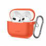 Tech-Protect Silikoninen Hook-suojakotelo Apple AirPods 3 -kuulokkeille karabiinilla, neonoranssi