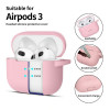 Tech-Protect Silicone Hook -silikonikotelo Apple AirPods 3 -kuulokkeille karabiinilla, Dusty Pink