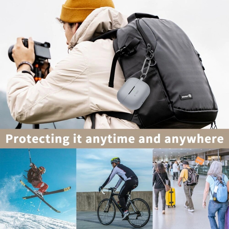 Tech-Protect Silikoninen Hook-kuori Samsung Galaxy Buds 3 / 3 Pro -kuulokkeille, Cafe Latte