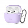 Tech-Protect Silicone Hook -silikonikotelo Apple AirPods 3 -kuulokkeille karabiinilla, laventeli