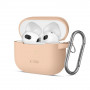 Tech-Protect Silikoninen Hook-kotelo Apple AirPods 3 -kuulokkeille karabiinilla, Caffe Latte