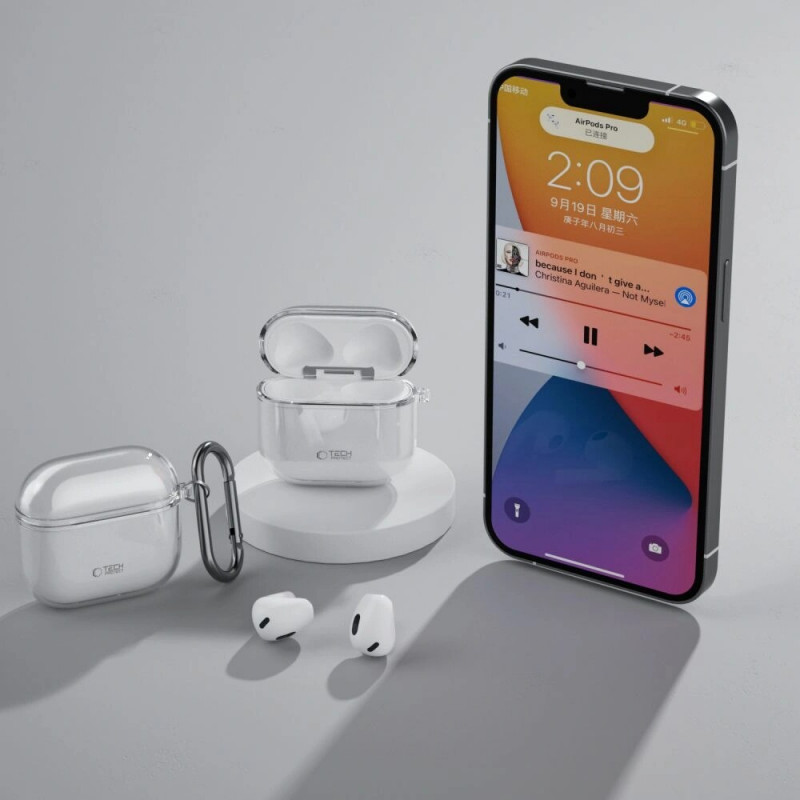 Tech-Protect Flexair -kotelo Apple AirPods 4 -kuulokkeille, kirkas