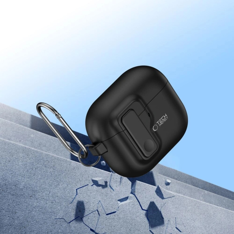 Tech-Protect Slim Hook -kotelo Apple AirPods 4 -kuulokkeille, musta
