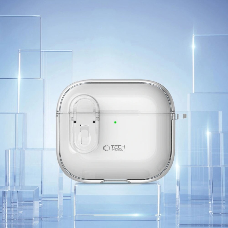 Tech-Protect Slim Hook -kotelo Apple AirPods 4 -kuulokkeille, kirkas