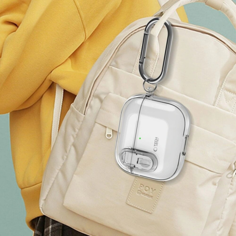 Tech-Protect Slim Hook -kotelo Apple AirPods 4 -kuulokkeille, kirkas