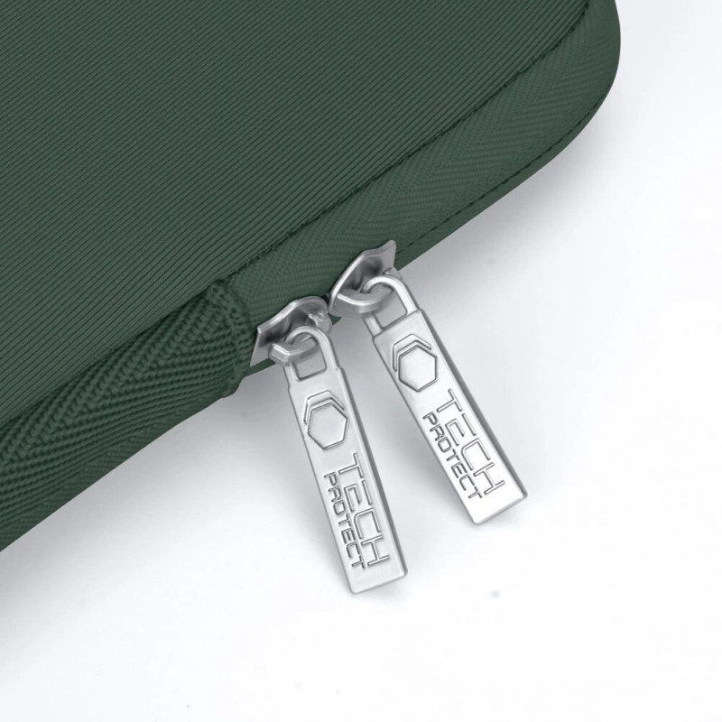 Tech-Protect NeoSlim kannettavan tietokoneen 13-14" suojakotelo lisävarustepussilla, Midnight Green