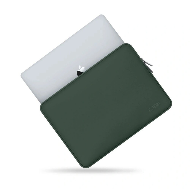 Tech-Protect NeoSlim kannettavan tietokoneen 13-14" suojakotelo lisävarustepussilla, Midnight Green