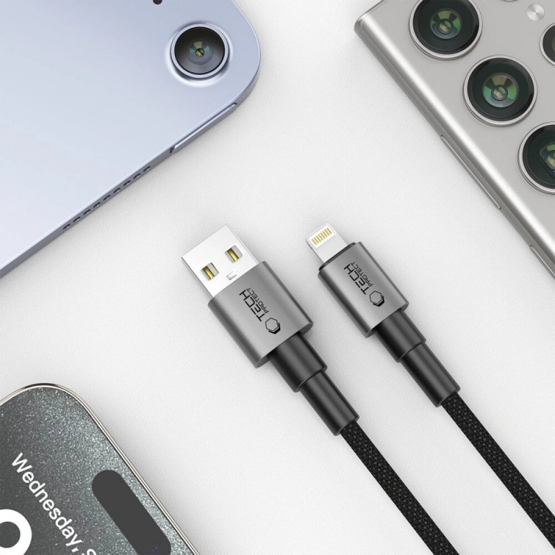 Tech-Protect Ultraboost DNA USB-A / Lightning-kaapeli 15W/2.4A 100 cm, Iron Grey