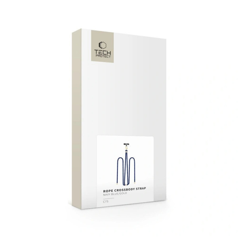 Tech-Protect C7S Rope Crossbody puhelinranneke, laivastonsininen/kulta