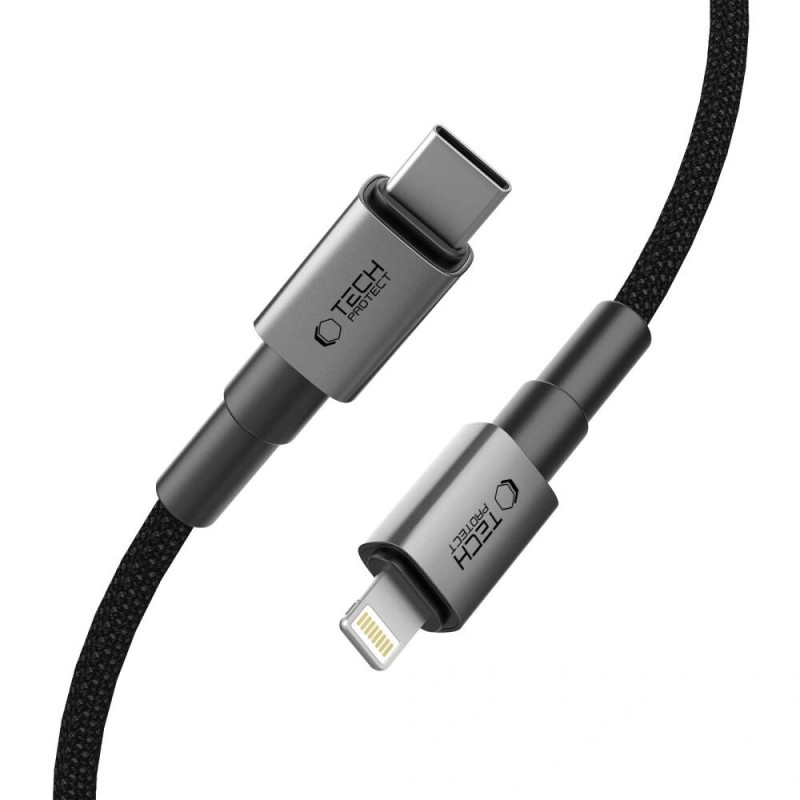 Tech-Protect Ultraboost DNA USB-C / Lightning -kaapeli PD27W/3A 100 cm, Iron Grey