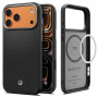 Spigen Enzo Aramid T Mag MagSafe -suojakotelo Apple iPhone 17 Pro / 18 Pro -puhelimelle, musta/hopea