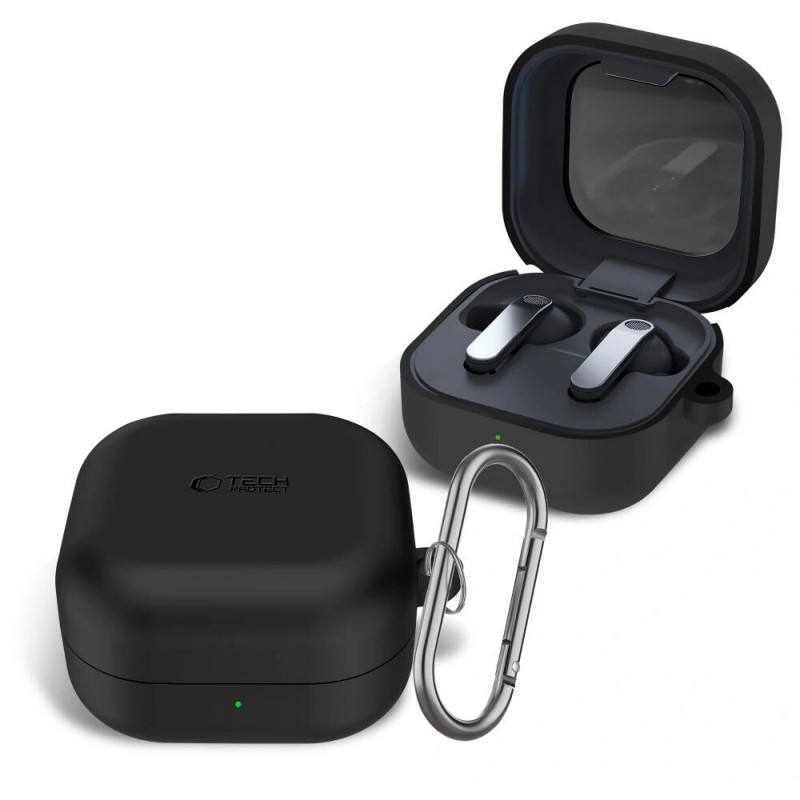 Tech-Protect Silikoninen Hook-kuori Samsung Galaxy Buds 4 / 4 Pro -kuulokkeille, musta