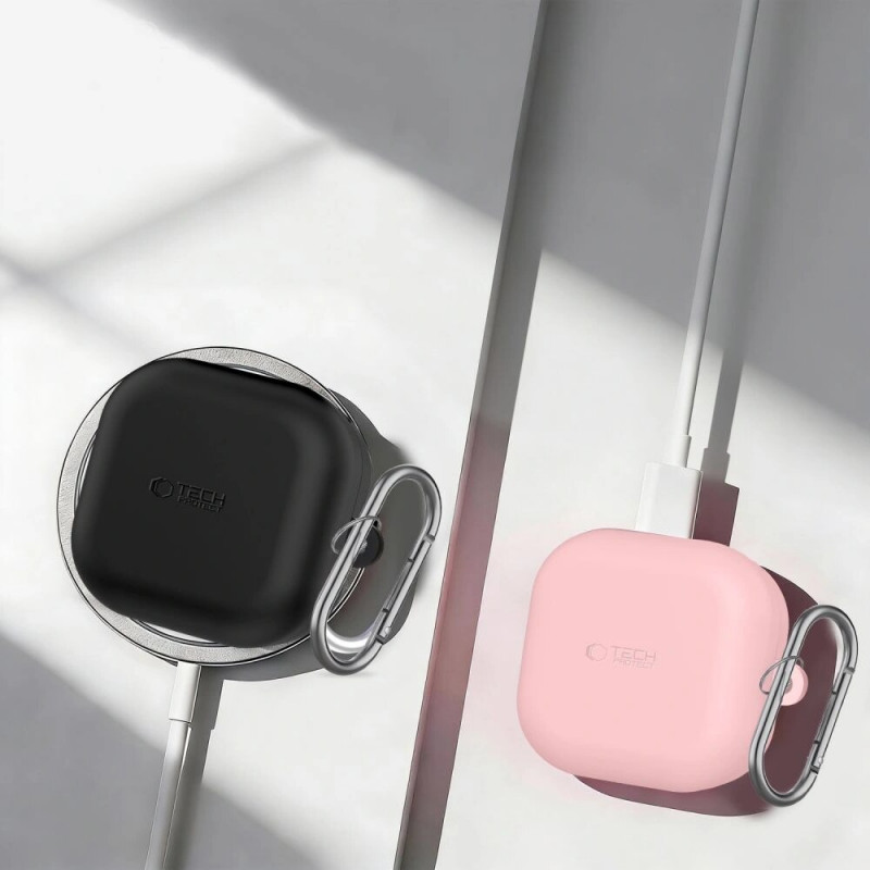 Tech-Protect Silikoninen Hook-kuori Samsung Galaxy Buds 4 / 4 Pro -kuulokkeille, musta
