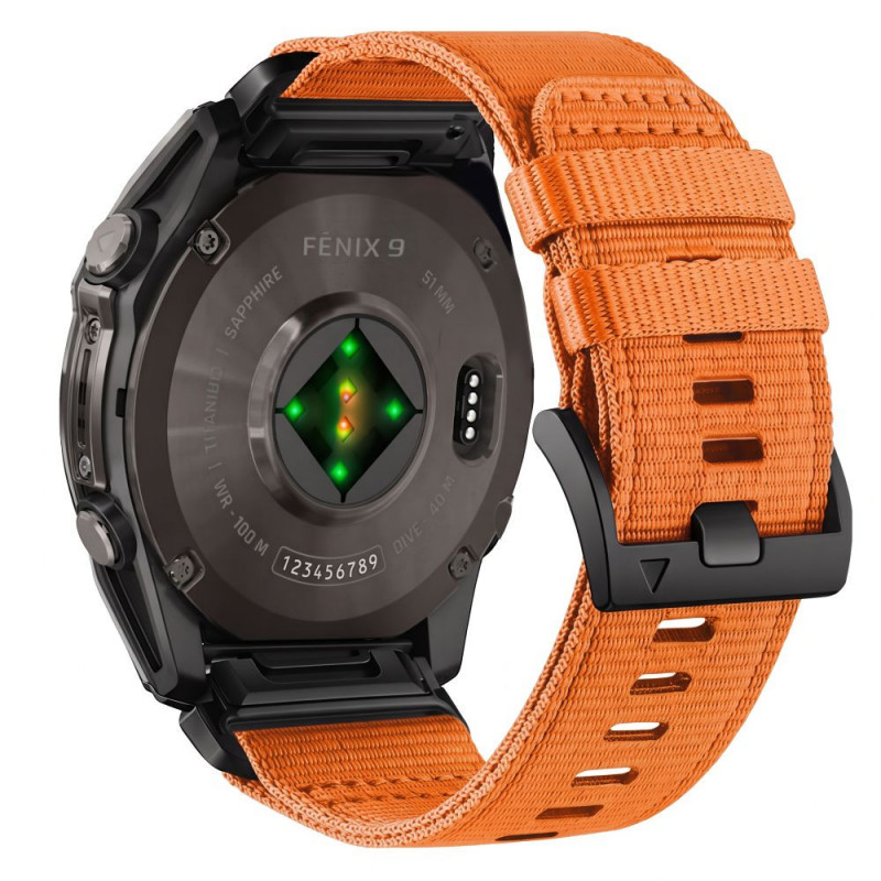 Tech-Protect Nylon Classic -kellonranneke Garmin Fenix 5X / 5X Plus / 6X / 6X Pro / 7X / 8 / 8 Pro / 9 / 9 Pro 47 mm, Signal Orange
