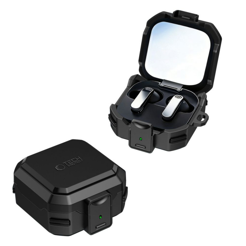 Tech-Protect Carbonox MagSafe -kotelo Samsung Galaxy Buds 4 / 4 Pro -kuulokkeille, musta
