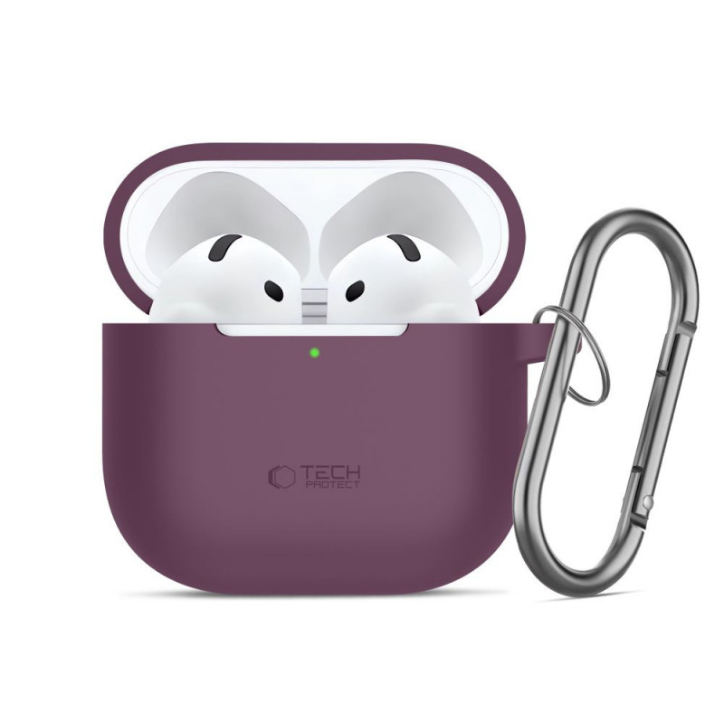 Tech-Protect Silikoni Hook Apple AirPods 4 / 5 Kotelo THP6094, Burgundinpunainen
