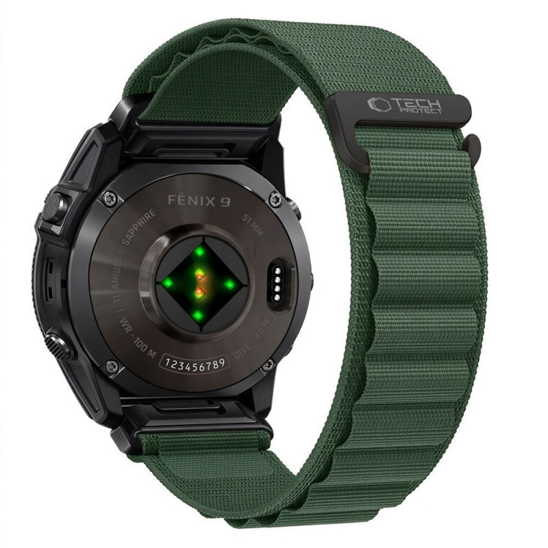Tech-Protect Nylon Pro -kellonranneke Garmin Fenix 5X / 5X Plus / 6X / 6X Pro / 7X / 8 / 8 Pro / 9 / 9 Pro (47 mm), military green