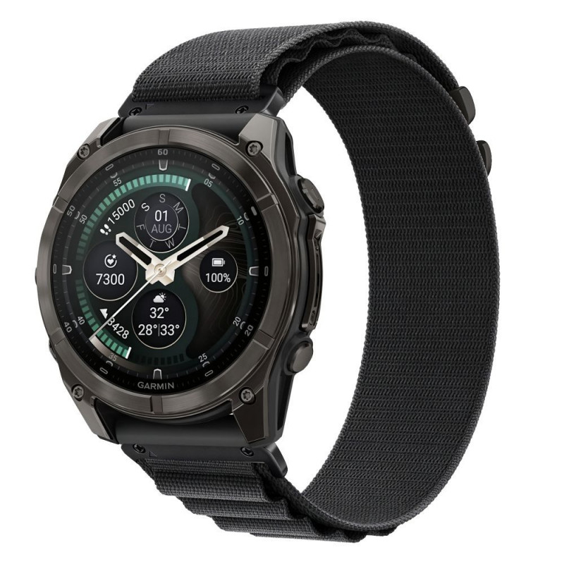 Tech-Protect Nylon Pro THP6035 -kellonranneke Garmin Fenix 5X / 5X Plus / 6X / 6X Pro / 7X / 8 / 8 Pro / 9 / 9 Pro (51 mm), musta