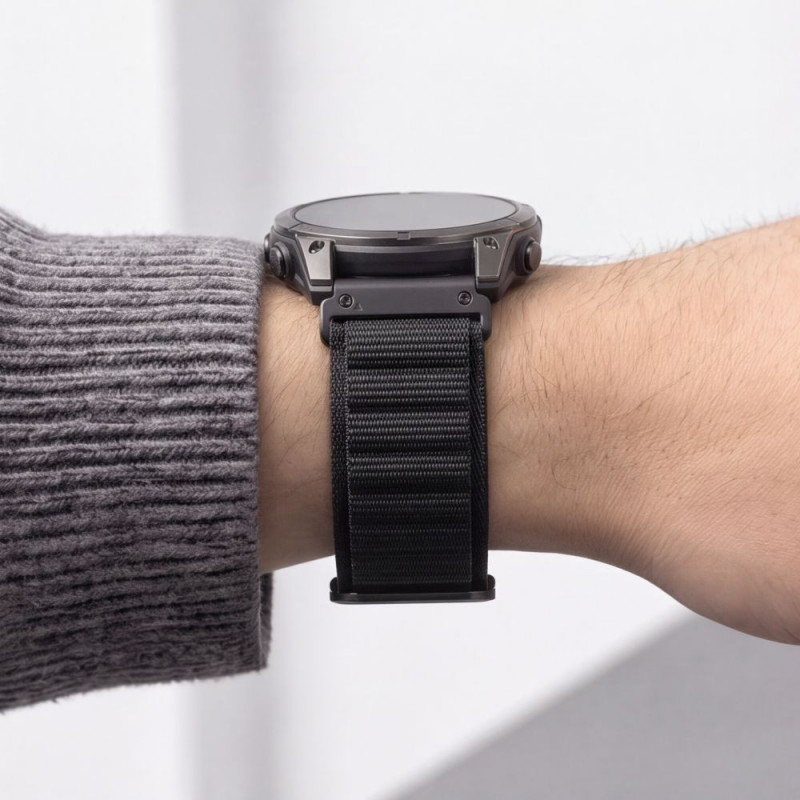 Tech-Protect Nylon Pro THP6035 -kellonranneke Garmin Fenix 5X / 5X Plus / 6X / 6X Pro / 7X / 8 / 8 Pro / 9 / 9 Pro (51 mm), musta