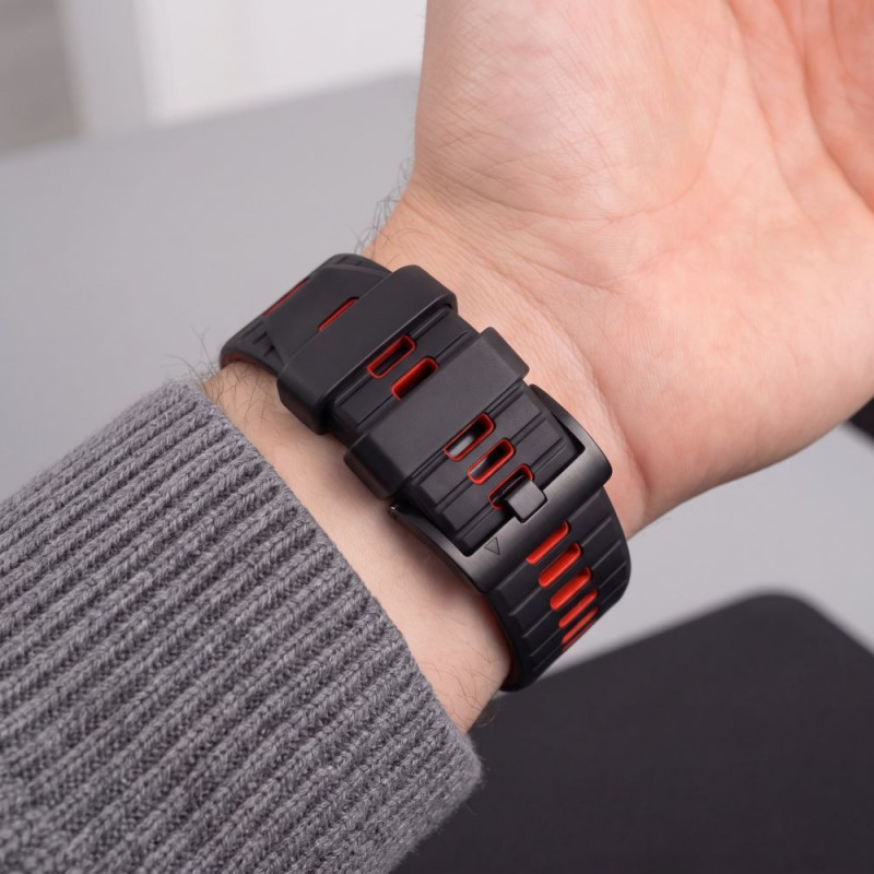 Tech-Protect Iconband Pro -kellonranneke Garmin Fenix 5X / 5X Plus / 6X / 6X Pro / 7X / 8 / 8 Pro / 9 / 9 Pro (47 mm), musta / punainen