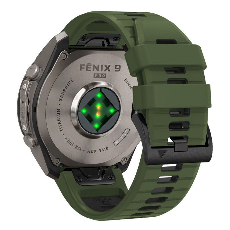 Tech-Protect Iconband Pro THP6041 kellonranneke Garmin Fenix 5X / 5X Plus / 6X / 6X Pro / 7X / 8 / 8 Pro / 9 / 9 Pro -kelloille (51 mm), vihreä / musta