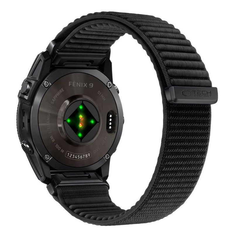 Tech-Protect NylonLoop THP6104 -kellonranneke Garmin Fenix 5X / 5X Plus / 6X / 6X Pro / 7X / 8 / 8 Pro / 9 / 9 Pro (51 mm), musta