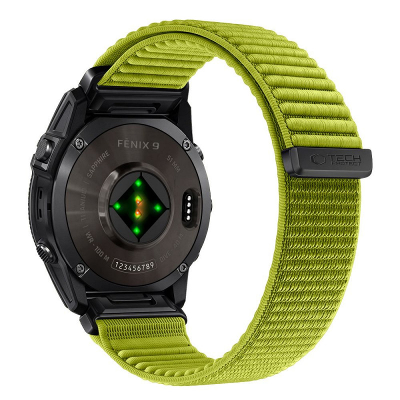 Tech-Protect NylonLoop THP6106 -kellonranneke Garmin Fenix 5X / 5X Plus / 6X / 6X Pro / 7X / 8 / 8 Pro / 9 / 9 Pro (51 mm), electric lime