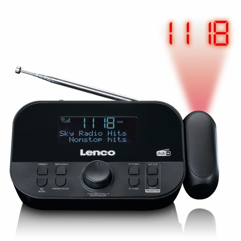 Lenco CR-615BK radioherätyskello projektiolla, DAB+/FM, musta