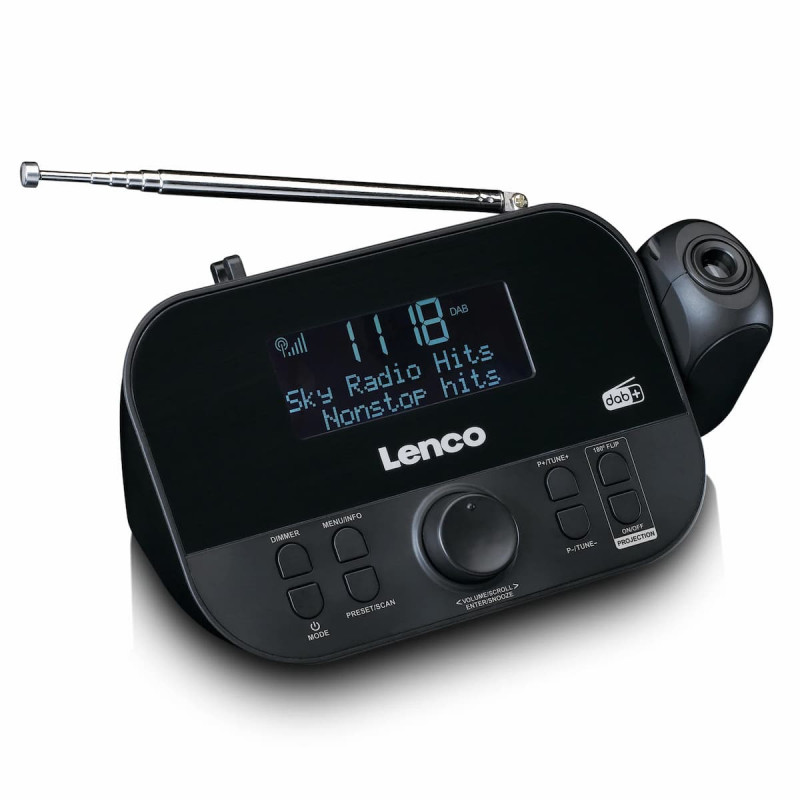 Lenco CR-615BK radioherätyskello projektiolla, DAB+/FM, musta