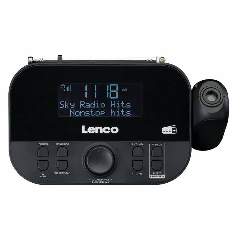 Lenco CR-615BK radioherätyskello projektiolla, DAB+/FM, musta