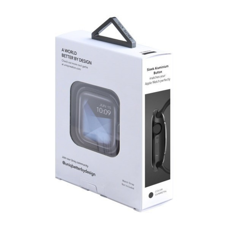 UNIQ Valencia -suojakotelo Apple Watch Series 4/5/6/SE 44 mm -kellolle, gunmetal grey