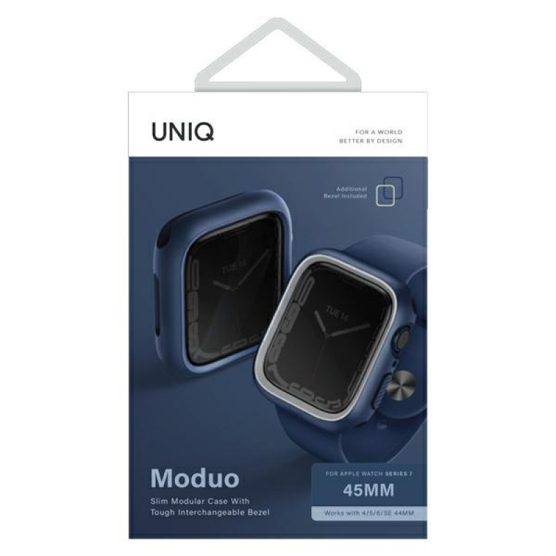 UNIQ Moduo -suojakotelo Apple Watch 4/5/6/7/8/9/SE 44/45 mm, siniharmaa