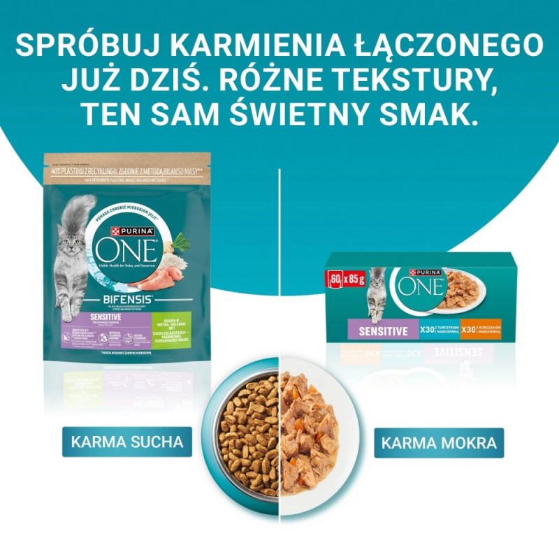 Purina ONE Sensitive -kissanruoka, kana ja porkkana, 60 x 85 g