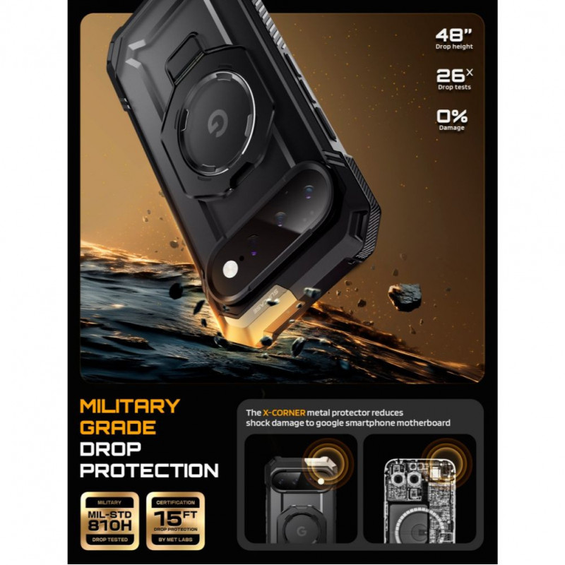 Supcase UB Grip Mag MagSafe -suojakotelo Google Pixel 11 Pro XL -puhelimelle, musta