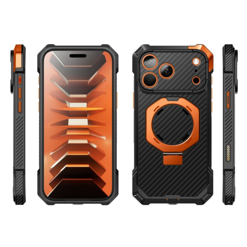 Supcase UB Grip Mag MagSafe -aramidikotelo Apple iPhone 17 Pro Max / 18 Pro Max -puhelimelle, musta/oranssi