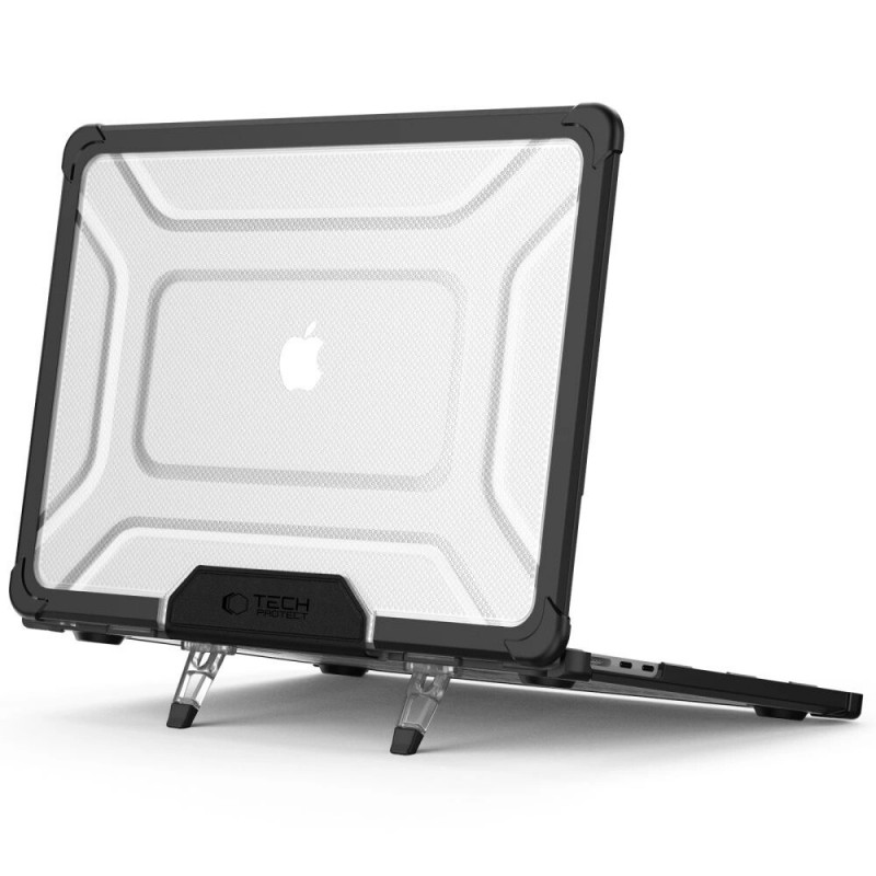 Tech-Protect SmartShell Pro -suojakotelo Apple MacBook Air 13" (M2/M3/M4/M5) 2023-2025, musta/kirkas
