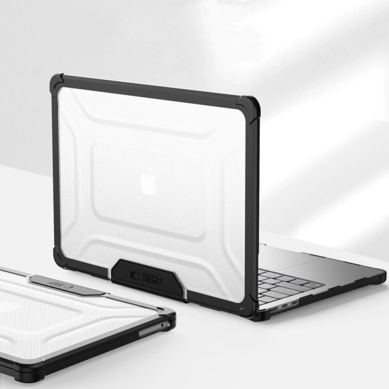 Tech-Protect SmartShell Pro -suojakotelo Apple MacBook Air 13" (M2/M3/M4/M5) 2023-2025, musta/kirkas