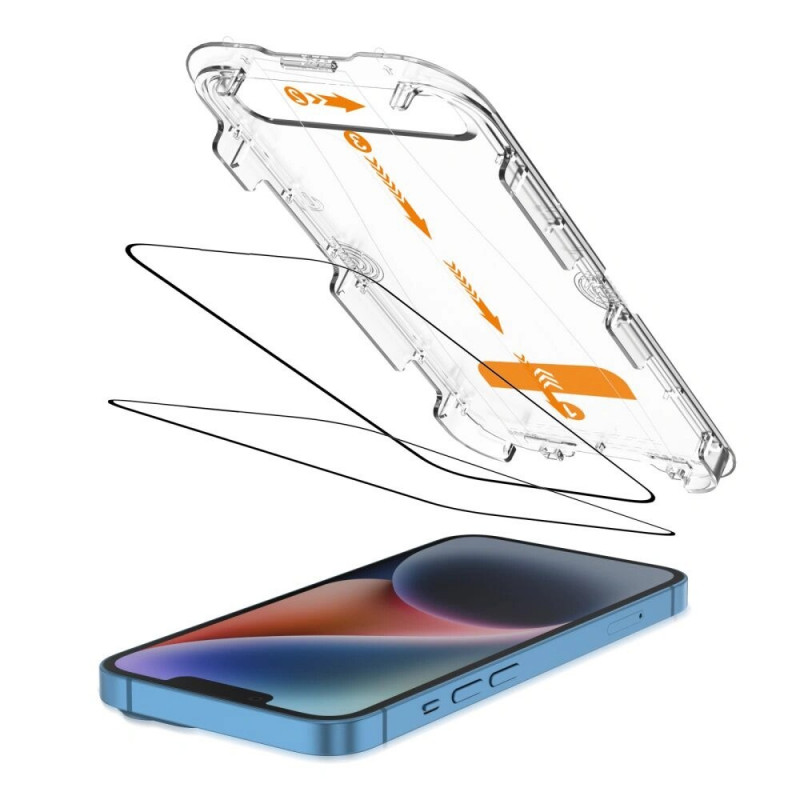 Tech-Protect Quick Set+ karkaistu lasinen näytönsuojus Apple iPhone 13 / 13 Pro / 14 / 16e -puhelimelle, musta (2 kpl)